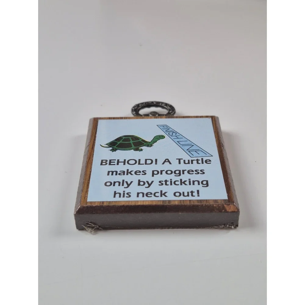 Vintage Woolworth Turtle Motivational Wood Wall Plaque Sticking His Neck‎ Out